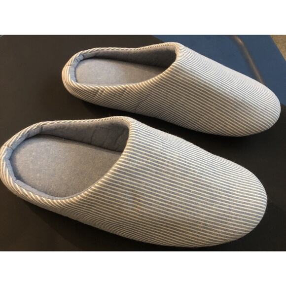 Millstrand Striped Blue & White Soft Slipper Warm Indoor Flat Slides Nonslip 7 - Picture 2 of 16